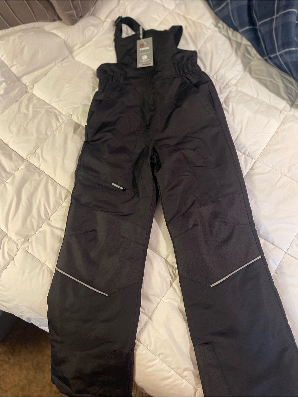 Swiss Tech Black Kids Insulated Snow Overalls